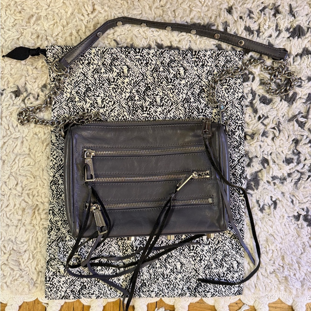 Rebecca Minkoff 5 zip Gray leather Crossbody